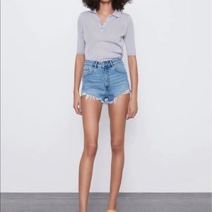 Zara high rise denim shorts